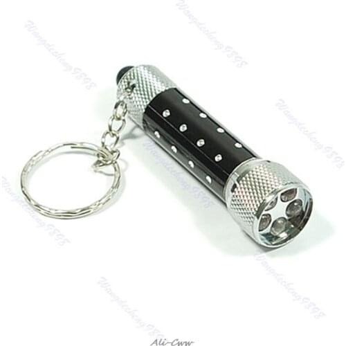Ultra bright Mini 5 LED Flashlight Torch Key Chain Key Ring Keychain Black