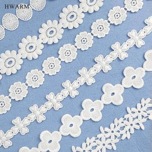 High Quality New White Lace Fabric Ribbon Diy Hollow Out Milk Silk Water Soluble Dress Decoration For Home Wedding Sewing Trim