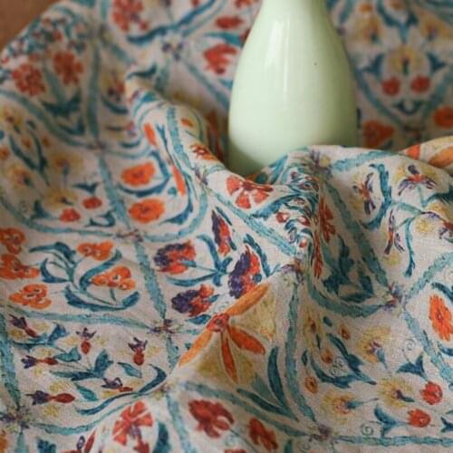 High Quality Retro Washed Digital Printing Ramine Fabric Material DIY Handmade Clothes Accessories Width 50CM