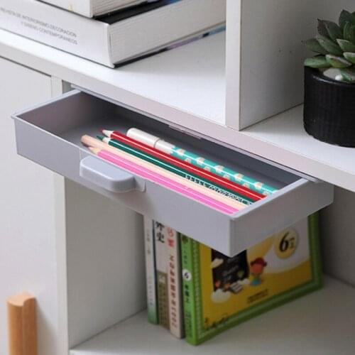 Drawer Storage Box Self Stick Pencil Tray Stand For Pens Under Desk Storage Drawer Hidden Table Drawer Box Home Organizer Box