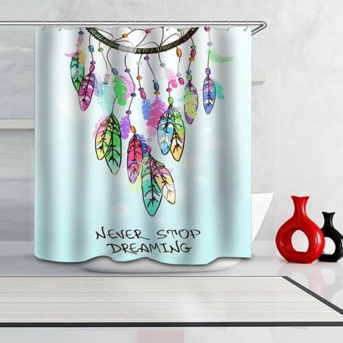 Dream Catcher Bathroom Shower Curtain Printing Polyester Partition Curtain 12 Hanging Waterproof and Mildew Proof Bath Curtain