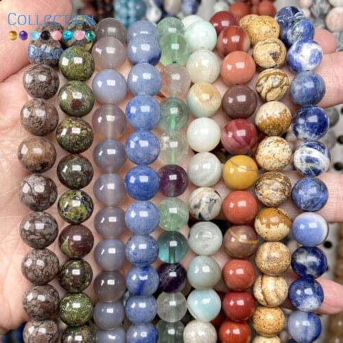 Factory Price Natural Green Fluorite Dragon African Blood Mookaite Stone Loose Round Beads For Jewelry Making DIY Bracelets