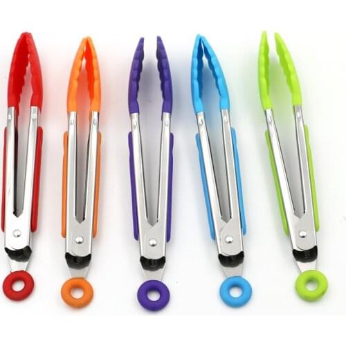 5Pcs Silicone Nylon Food Clip Heat-resistant Barbecue Pliers Kitchen Tools Home Decoration Accessories BBQ Tools 8 Inch