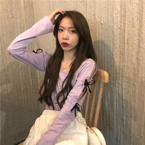 Woman Sweaters Pullover Autumn Internet Celebrity Air Bow Long Sleeve Hollow Sweater Womens Top Femme Chandails