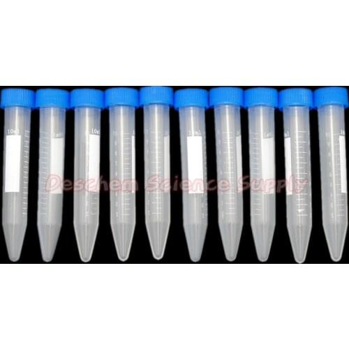 10pcs 10mL Plastic Centrifuge Test Tube Vial Container Self Standing Screw Cap