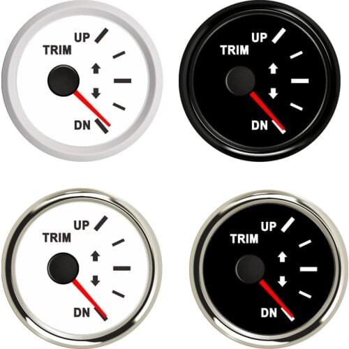 2'' 52mm Up to Dn Right Trim Gauge For Car Truck Yacht Marine Boat 0-190ohm Trim Meters With Red Backlight 12V 24V Accessories