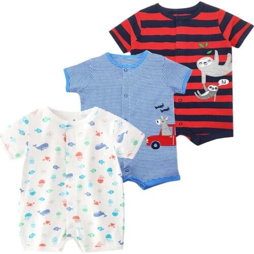 2020 Summer Baby Rompers Newborn Girl Boy Baby Clothes Kids Jumpsuits High Quality Cute 100%Cotton Short Sleeve Baby Clothes Set