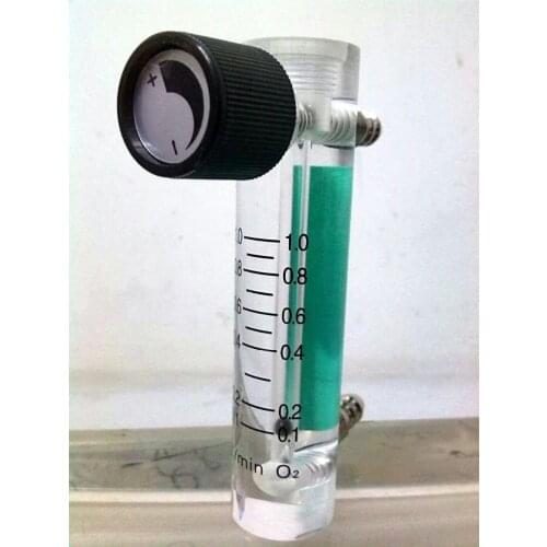 Acrylic Gas Air Oxygen Flow Meter Flowmeter Countor Indicator O2 With Valve brass Connector 0.1Mpa 0.1-1.0L/Min height 93mm