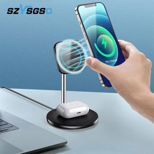 15W Wireless Charger Stand for Magnet iPhone 12 Pro Max Mini AirPods Pro Charging Dock Station For Apple Watch iWatch SE 6 5 4