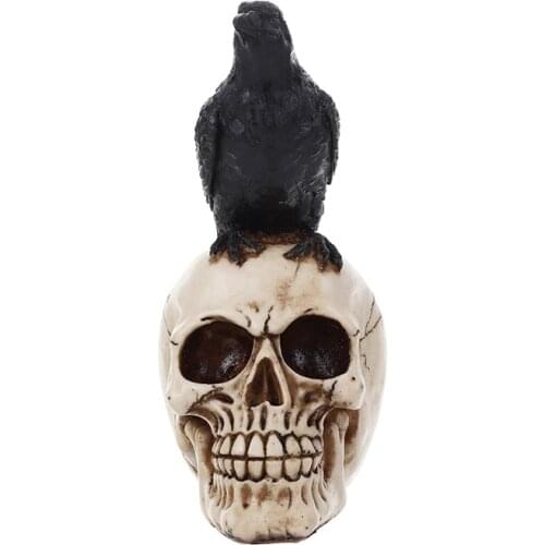 Crow Skull Skeleton Craft Statues Home Bar Office Fashion Humans Skull Creative Resin Sculpture Decor Geeks Ornaments Model Gift