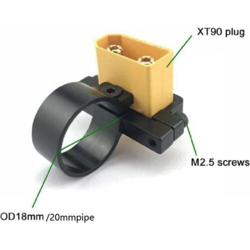 CNC Amass XT90 Male/Female Power Plug Fixing Component Oxidized Black Fixture Mounting Holder 18mm Tube Inner Diameter