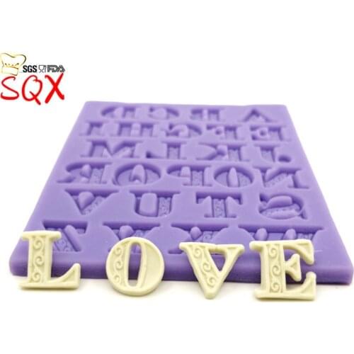 Delicate Lace Letters Alphabet Silicone Biscuit,Cake,Fondant,Cookie,Mousse,Chocolate Mold DIY Cake Decoration SQ1678
