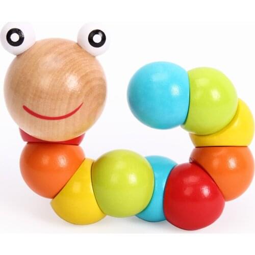 Wooden Caterpillar Toy Puzzle Baby Magical Insect Child Variety Twist-colored Toys Educational Kids DIY Colorful Warp Kid Gifts