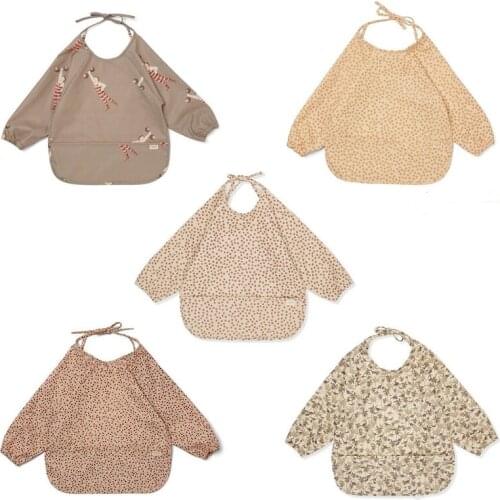 Baby Long Sleeve Bib Toddler PU Waterproof Smock with Pocket Infant Feeding Apron Burp Cloth 85DE