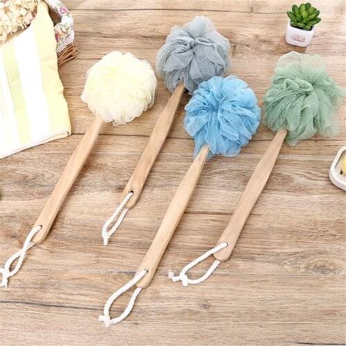 Long Handle Hanging Soft Mesh Back Body Bath Shower Scrubber Brush Sponge For Household Bathroom Shower Brush Support Wholesale