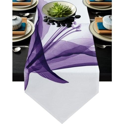 Purple Flower Bloom Petal Art Table Runner Country Wedding Decor Cake Tablecloth Placemat Dinning Table Decoration Table Runners