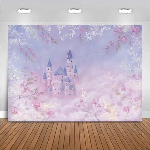Newborn Photography Background Baby Painting Flowers Castle Birthday Party Decoration Children Backdrops for Photo Studio Props