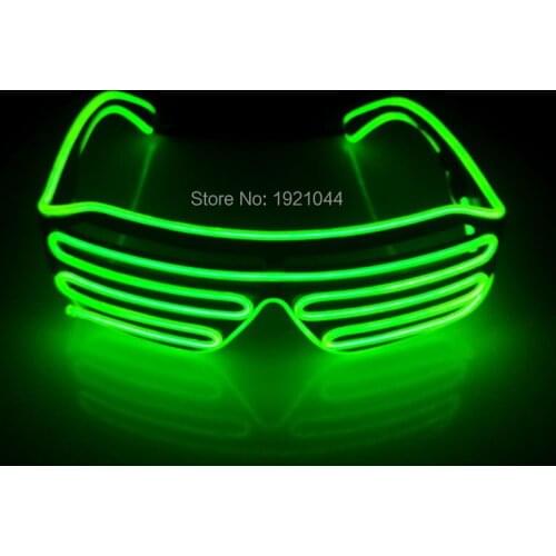 Hot Sales EL Wire Glowing Shutter Glasses 10 Colors Available with 3V Steady on Driver for Glow Party Supplies