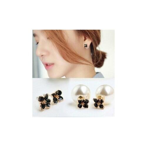 Fashion Jewelry Bohemian Flower Earrings New Double-Sided Imitation Pearl Earrings Womens Elegant Earrings