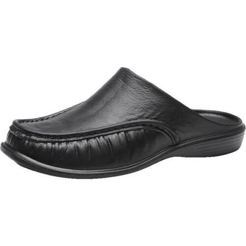 Men Comfy Backless Slippers Casual Leather Sandals
