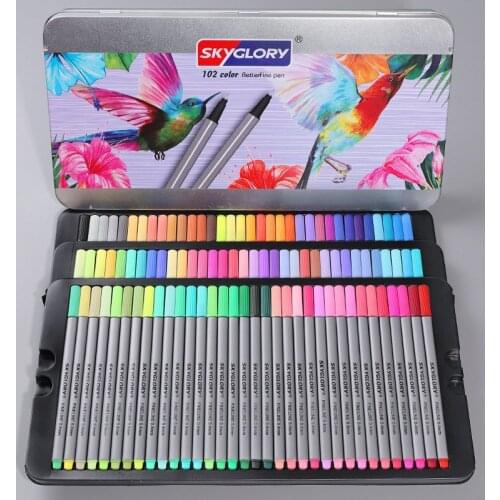 24/72/108 Colors Professional Fineliner Marker Pen Set 0.4mm Felt Tips Pen With Iron box Sketching Drawing Markers Art Supplies