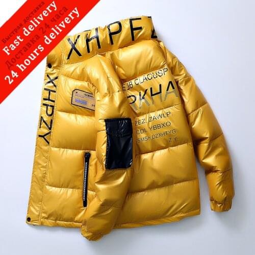 New Waterproof Winter Men Jacket Cotton Warm Parka Bright Glossy Jackets Men Short Coat Stand Collar Thick Parkas Outwear Coats
