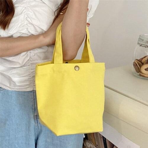 2020 Fashion New Handbags Solid Candy Color Canvas Tote Bag Lunch Food Portable Small Lunch Bag With Copper Buckle
