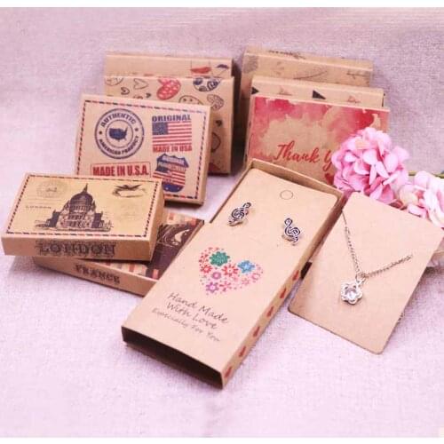 Jewelry card 12pcs +12pcsbox 7.5*5.4*1.2cm Gift Pendent Match Earring Case, Custom Logo : 1000 pcs Cost Extra Soap Jewelry Box