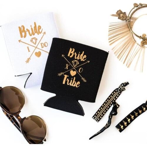 Bride to be bridesmaid gift Drink Cooler sash veil Bachelorette hen Party wedding bridal shower decoration Favor Beer Can Holder