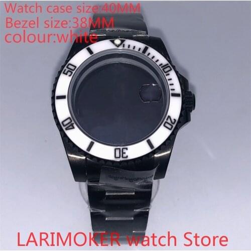 Suitable for NH35 NH36 Miyota 8215 40mm 904L stainless steel housing, sealed black back cover, with rotating bezel white