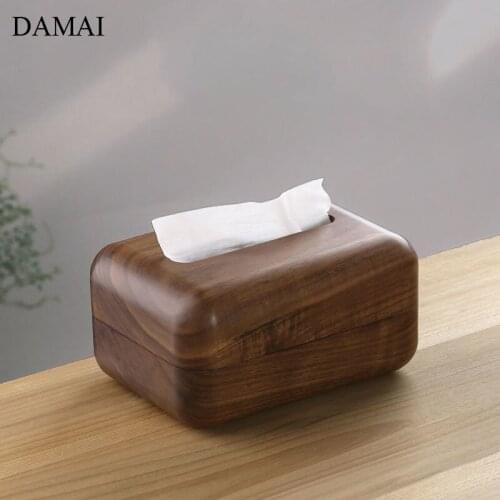 Simple Solid Wood Tissue Boxes Restaurant Magnetic Napkin Holder Car Tissue Box Holders Desktop Paper Towel Storage Organizer