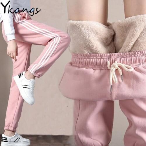 Warm High Waisted Striped Winter Womens Pants Streetwear Harajuku Corduroy Joggers Women Baggy Sweatpants Harem Trousers Female