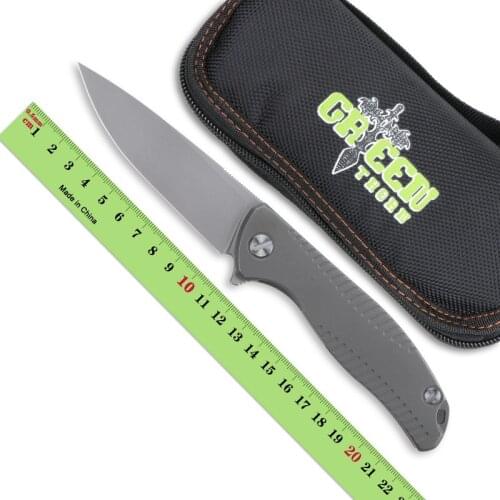Green Thorn F95R18 Folding Knife (3.75") D2 Steel Blade Titanium Handle Outdoor Camping hunting tool pocket kitchen supplies R18