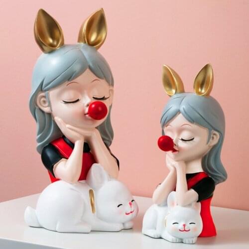 Modern Antler Bubble Girl Resin Accessories Store Hotel Club Furnishing Decoration Home Livingroom Desktop Figurines Ornaments