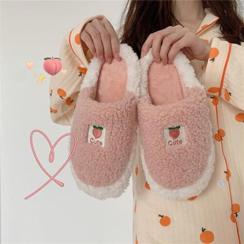 Cotton Slippers Women Indoor Home Furry Couple Unisex Non-Slip Soft Bottom Ladies Shoes Plush Half Pack Bedroom Falts Female