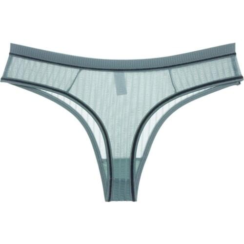 Sexy Lace G-string Panties Women Underwear Transparent Sexy Thong Panties for Female Underpants Mesh Low Waist Striped Lingerie