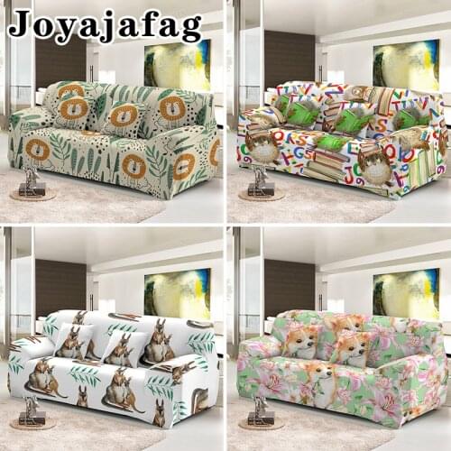 All-cover Slipcover Elastic Washable Corner Couch Covers Cartoon Lovely Animals Print Stretch Sofa Cover For Living Room Decor