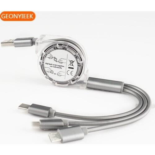 3 in 1 USB Cable For iPhone Samsung Huawei Xiaomi Multi Fast Charging Charger USB Type C Type-c Micro USB Cable For Mobile Phone