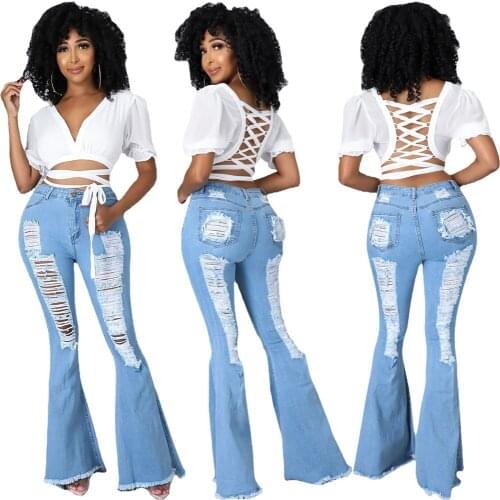 Женские джинсы клеш WENDYWU China At AliExpress