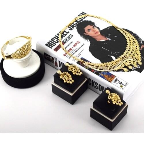Sakura Love Africa Jewelry Set Bride Fashion Dubai Gold Bracelet Necklace Glamour Woman Earrings Morocco Banquet Wedding Gift