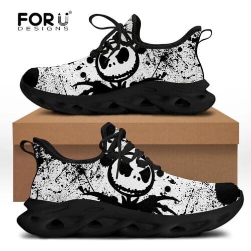 FORUDESIGNS Woman Sneakers Horrible Skull Pattern Flats Ladies Shoes 2021 Summer Fashion Breathable Mesh Footwear Zapatos Mujer