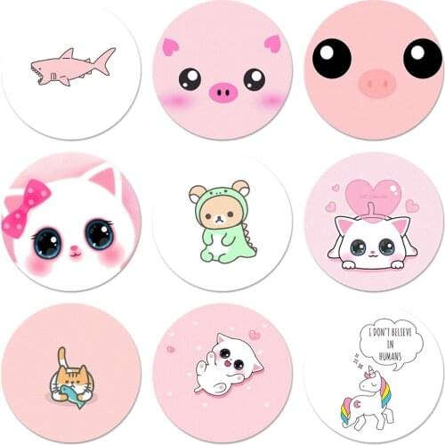 58mm cute pink cat dog fish simple design Icons Pins Badge Decoration Brooches Metal Badges For Clothes Backpack Decoration