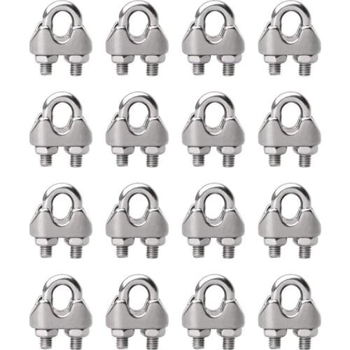 16Pcs Wire Rope Clamp U Bolt Saddle Fastener M3 Stainless Steel Rope Clamp For Rigging Rope Industry Household Tensioner