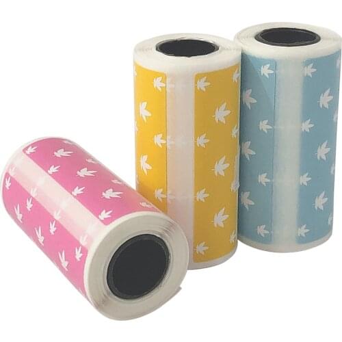 3 Rolls Cute Cartoon Direct Thermal Labels Roll Strong Adhesive Sticker Clear Printing for PeriPage A6 Pocket BT Thermal Printer
