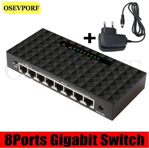 8Port Gigabit Network Switcher Lan Hub High Performance Ethernet Smart Switch High Speed 100/1000Mbps RJ45 Hub Internet Splitter