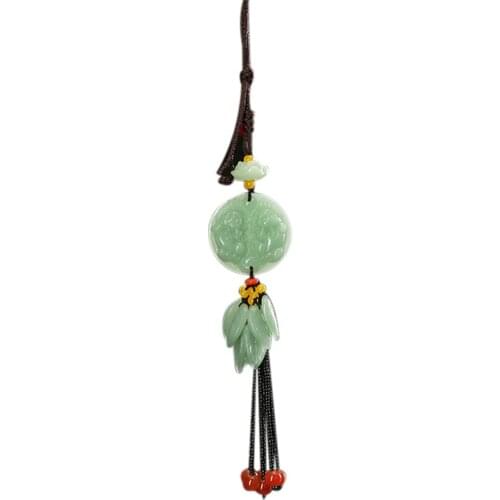 Auto Supplies New Pixiu Pendant Green Jade Lotus Gourd Creative Car Rearview Mirror Pendant Car Interior Decoration