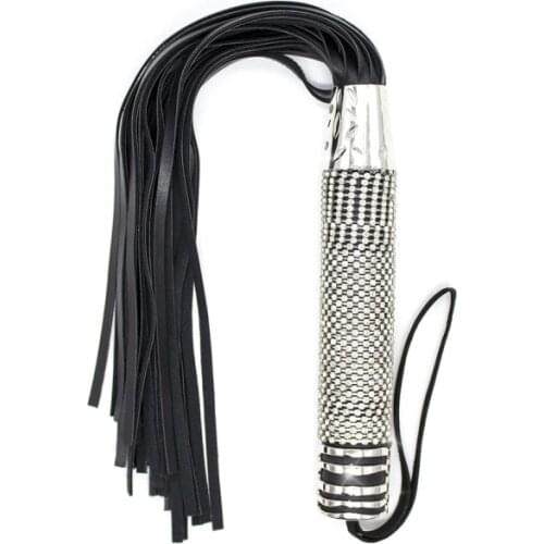 Bdsm Metal handle Sex Whip 45CM Flogger Ass Spanking Bondage Slave crystal handle Adult Games For Couples Fetish Sex Toys