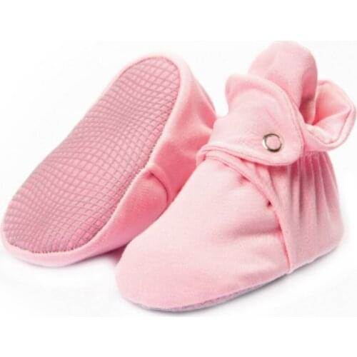 2020 Baby Non-Slip Sole Organic Cotton Lined House Booties Pink White Blue Colors 6-12 14months 18-24 9,9-12months
