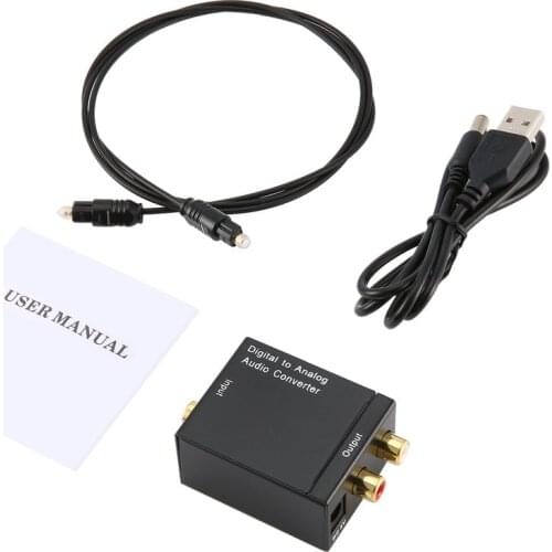 Digital Optical Coaxial Toslink Signal to Analog Audio Converter Adapter RCA Digital To Analog Audio Converter Black