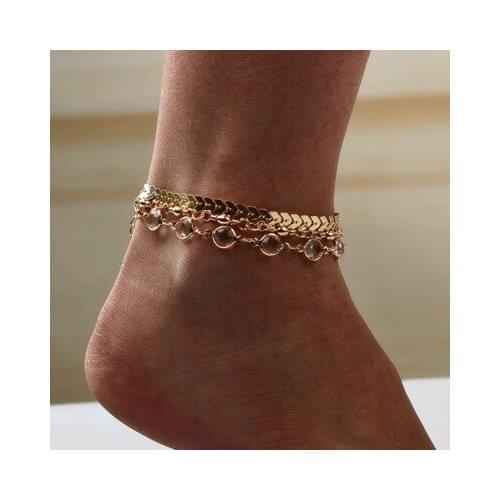 European and American popular cross-border sequin anklet, summer wild fashion arrow rhinestone three-piece footwear